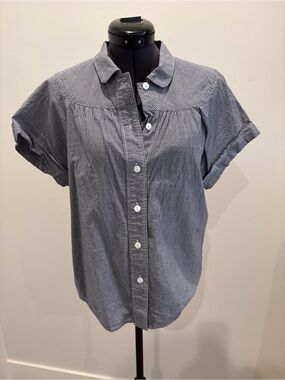 A.P.C. Short-Sleeve Button-Down Gingham Shirt - Blue/White